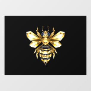 Faux Gold Foil Logo Bee Polygonaal op Zwart Raamsticker