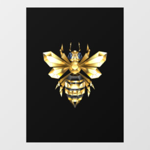 Faux Gold Foil Logo Bee Polygonaal op Zwart Raamsticker