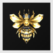 Faux Gold Foil Logo Bee Polygonaal op Zwart Raamsticker (Vel)