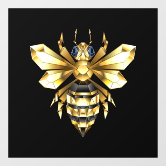 Faux Gold Foil Logo Bee Polygonaal op Zwart Raamsticker (Vel)