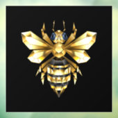 Faux Gold Foil Logo Bee Polygonaal op Zwart Raamsticker (Vel 3)