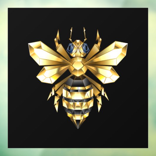 Faux Gold Foil Logo Bee Polygonaal op Zwart Raamsticker (Vel 3)