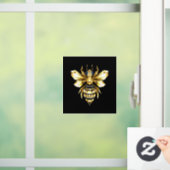 Faux Gold Foil Logo Bee Polygonaal op Zwart Raamsticker (Huis)
