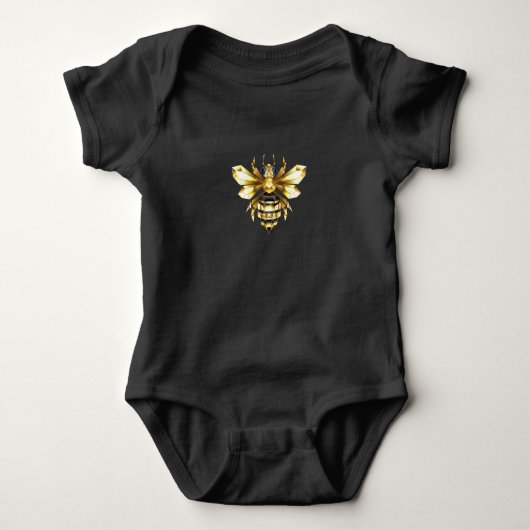 Faux Gold Foil Logo Bee Polygonaal op Zwart Romper (Voorkant)