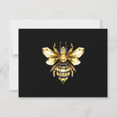 Faux Gold Foil Logo Bee Polygonaal op Zwart RSVP Kaartje (Voorkant)