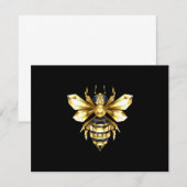 Faux Gold Foil Logo Bee Polygonaal op Zwart RSVP Kaartje (Voorkant / Achterkant)