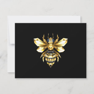 Faux Gold Foil Logo Bee Polygonaal op Zwart RSVP Kaartje