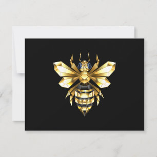 Faux Gold Foil Logo Bee Polygonaal op Zwart Save The Date