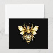 Faux Gold Foil Logo Bee Polygonaal op Zwart Save The Date (Voorkant / Achterkant)