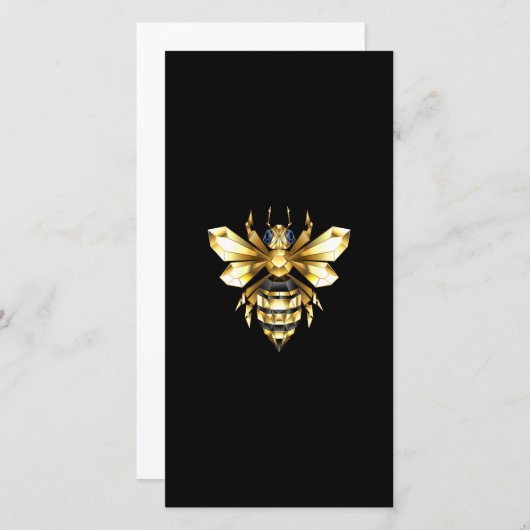 Faux Gold Foil Logo Bee Polygonaal op Zwart Save The Date (Voorkant / Achterkant)