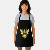 Faux Gold Foil Logo Bee Polygonaal op Zwart Schort (Insitu)