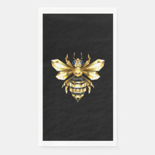 Faux Gold Foil Logo Bee Polygonaal op Zwart Servet