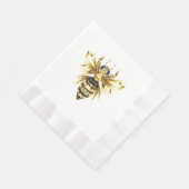 Faux Gold Foil Logo Bee Polygonaal op Zwart Servet (Hoek)