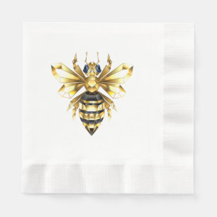 Faux Gold Foil Logo Bee Polygonaal op Zwart Servet