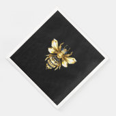 Faux Gold Foil Logo Bee Polygonaal op Zwart Servet (Hoek)