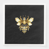 Faux Gold Foil Logo Bee Polygonaal op Zwart Servet (Voorkant)