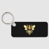 Faux Gold Foil Logo Bee Polygonaal op Zwart Sleutelhanger (Achterkant)