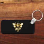 Faux Gold Foil Logo Bee Polygonaal op Zwart Sleutelhanger (Voorkant)