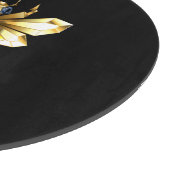 Faux Gold Foil Logo Bee Polygonaal op Zwart Snijplank (Hoek)