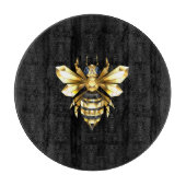 Faux Gold Foil Logo Bee Polygonaal op Zwart Snijplank (Voorkant)