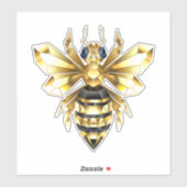 Faux Gold Foil Logo Bee Polygonaal op Zwart Sticker (Vel)