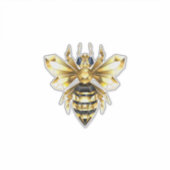 Faux Gold Foil Logo Bee Polygonaal op Zwart Sticker (Voorkant)