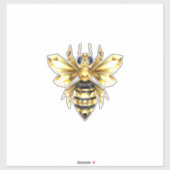 Faux Gold Foil Logo Bee Polygonaal op Zwart Sticker (Vel)