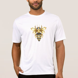 Faux Gold Foil Logo Bee Polygonaal op Zwart T-shirt