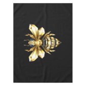 Faux Gold Foil Logo Bee Polygonaal op Zwart Tafelkleed (Voorkant)