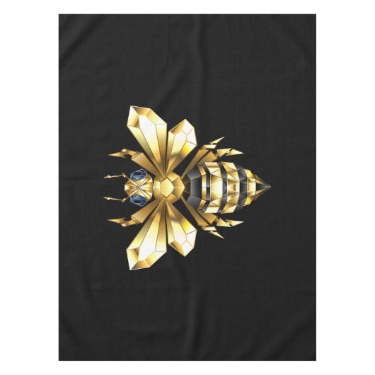 Faux Gold Foil Logo Bee Polygonaal op Zwart Tafelkleed (Voorkant)