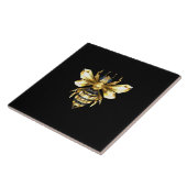 Faux Gold Foil Logo Bee Polygonaal op Zwart Tegeltje (Zijkant)