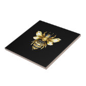 Faux Gold Foil Logo Bee Polygonaal op Zwart Tegeltje (Zijkant)