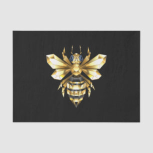 Faux Gold Foil Logo Bee Polygonaal op Zwart Tissuepapier