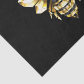 Faux Gold Foil Logo Bee Polygonaal op Zwart Tissuepapier (Detail)