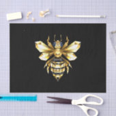 Faux Gold Foil Logo Bee Polygonaal op Zwart Tissuepapier (Craft)