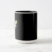 Faux Gold Foil Logo Bee Polygonaal op Zwart Tweekleurige Koffiemok (Center)