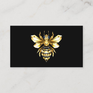 Faux Gold Foil Logo Bee Polygonaal op Zwart Visitekaartje