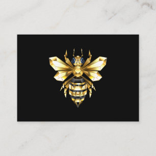 Faux Gold Foil Logo Bee Polygonaal op Zwart Visitekaartje