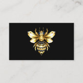 Faux Gold Foil Logo Bee Polygonaal op Zwart Visitekaartje (Voorkant)