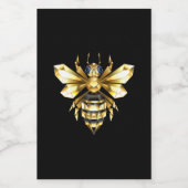 Faux Gold Foil Logo Bee Polygonaal op Zwart Wijn Etiket (Enkel label)