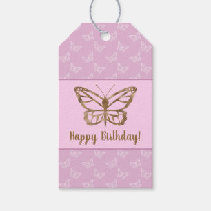 Faux Gold Foil look Butterfly on Lavender Paars Cadeaulabel