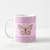 Faux Gold Foil look Butterfly on Lavender Paars Koffiemok (Links)