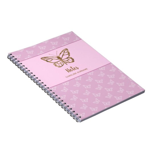 Faux Gold Foil look Butterfly on Lavender Paars Notitieboek (Rechterzijde)