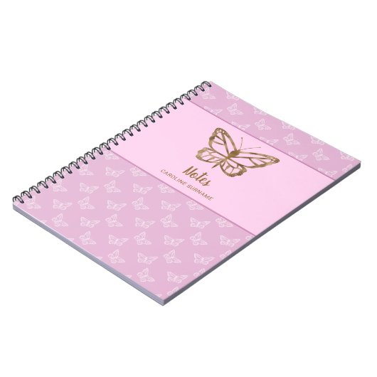 Faux Gold Foil look Butterfly on Lavender Paars Notitieboek (Linkerzijde)