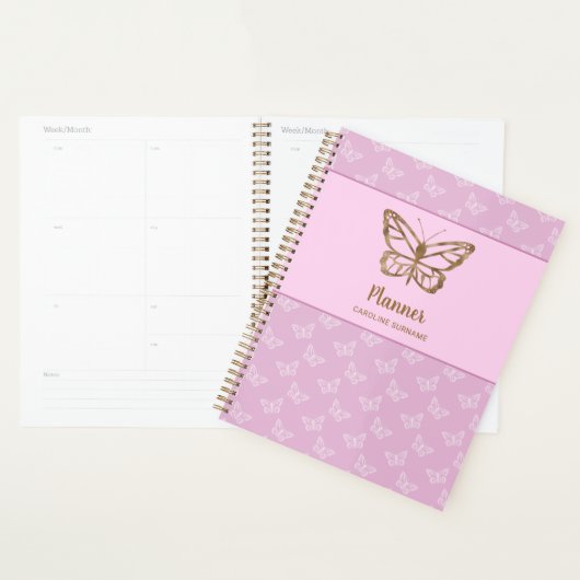 Faux Gold Foil look Butterfly on Lavender Paars Planner (Display)