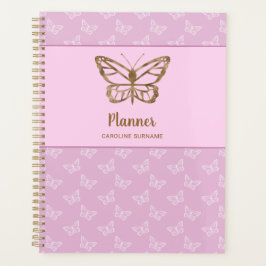 Faux Gold Foil look Butterfly on Lavender Paars Planner