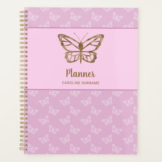 Faux Gold Foil look Butterfly on Lavender Paars Planner (Voorkant)
