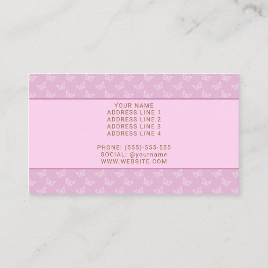 Faux Gold Foil look Butterfly on Lavender Paars Visitekaartje (Achterkant)