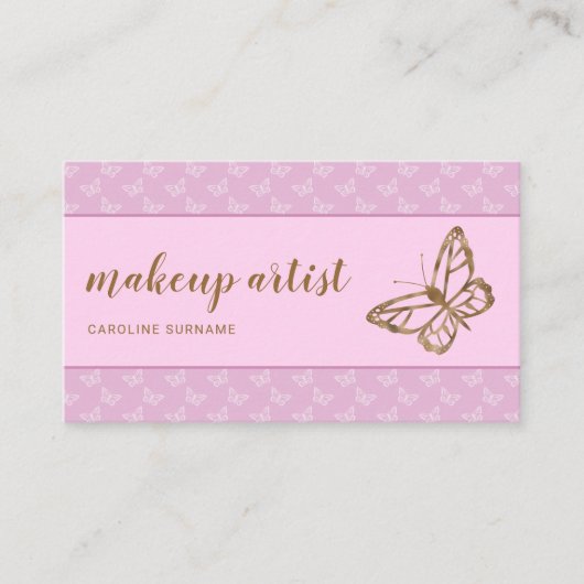 Faux Gold Foil look Butterfly on Lavender Paars Visitekaartje (Voorkant)