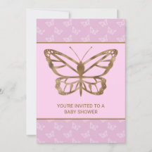 Faux Gold Foil look Butterfly - Paars Baby shower